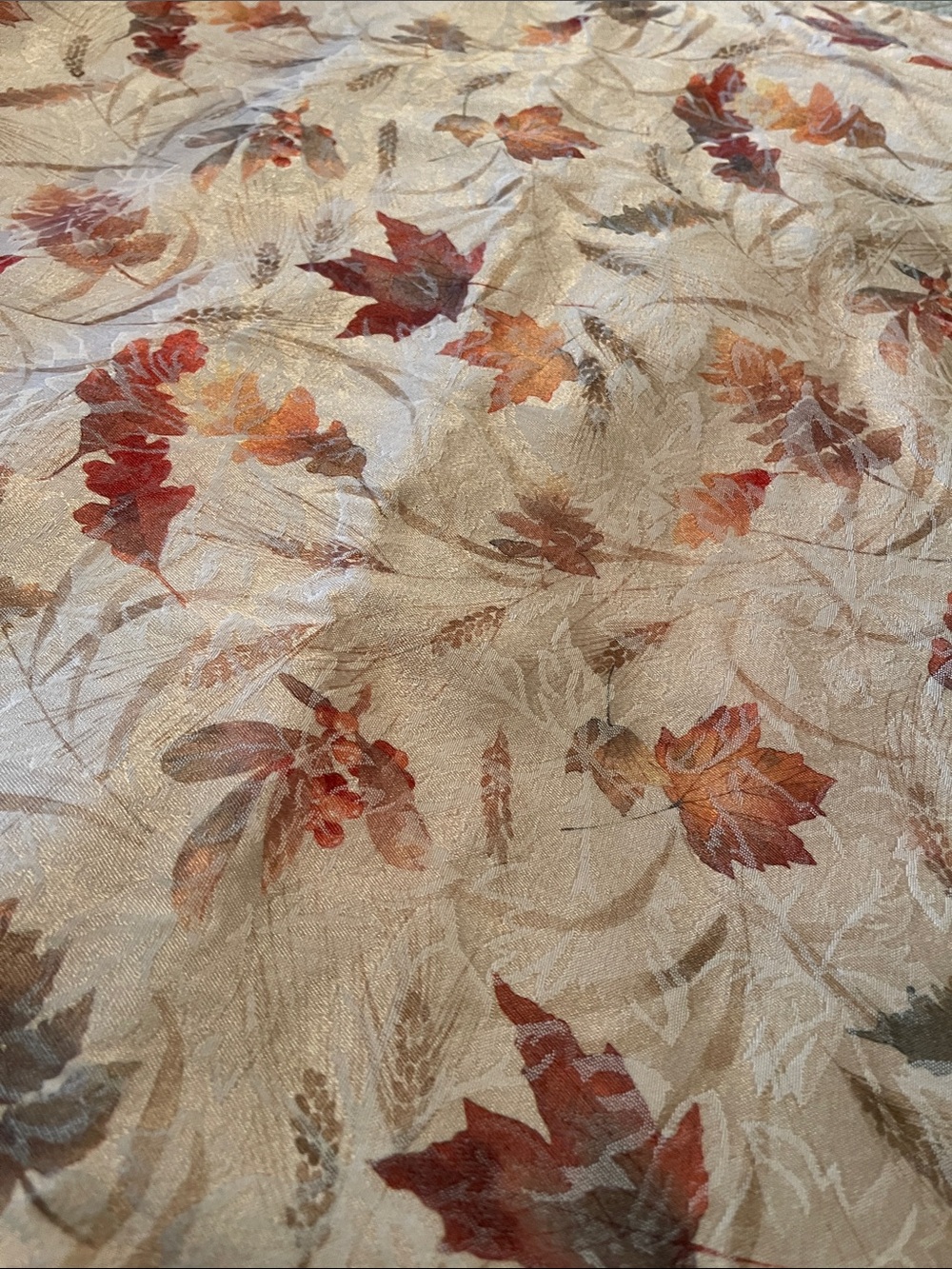 Autumn Leaf Jacquard Table Linen - Beige and Rust